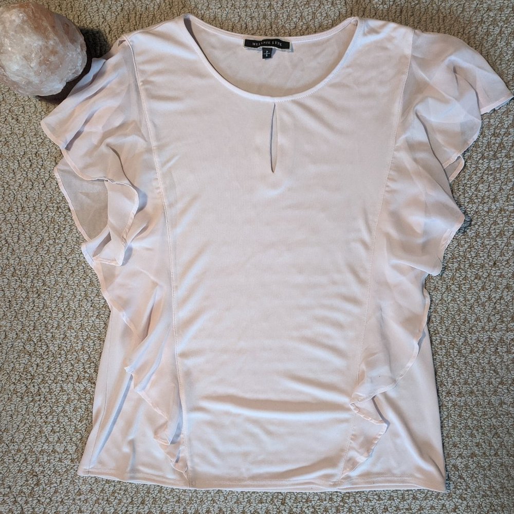 Chiffon flutter sleeve top, light pink